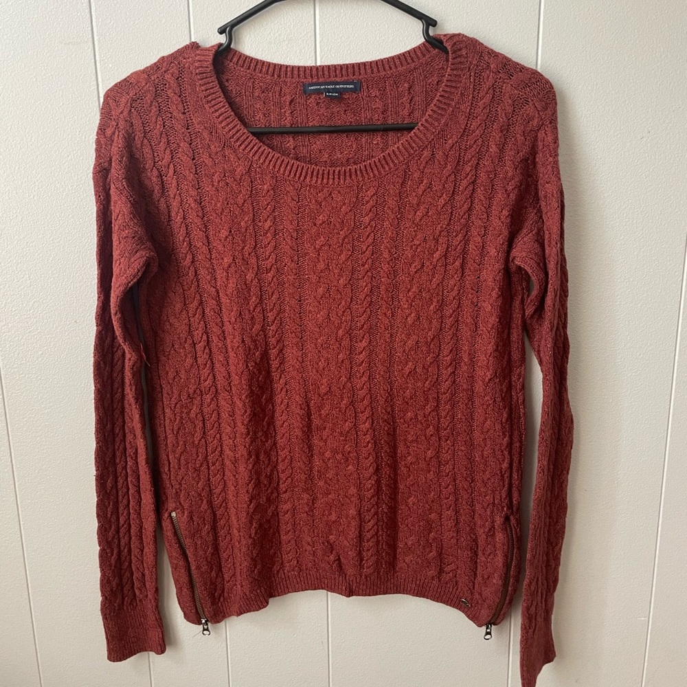Burnt Orange Side-Zip American Eagle Sweater